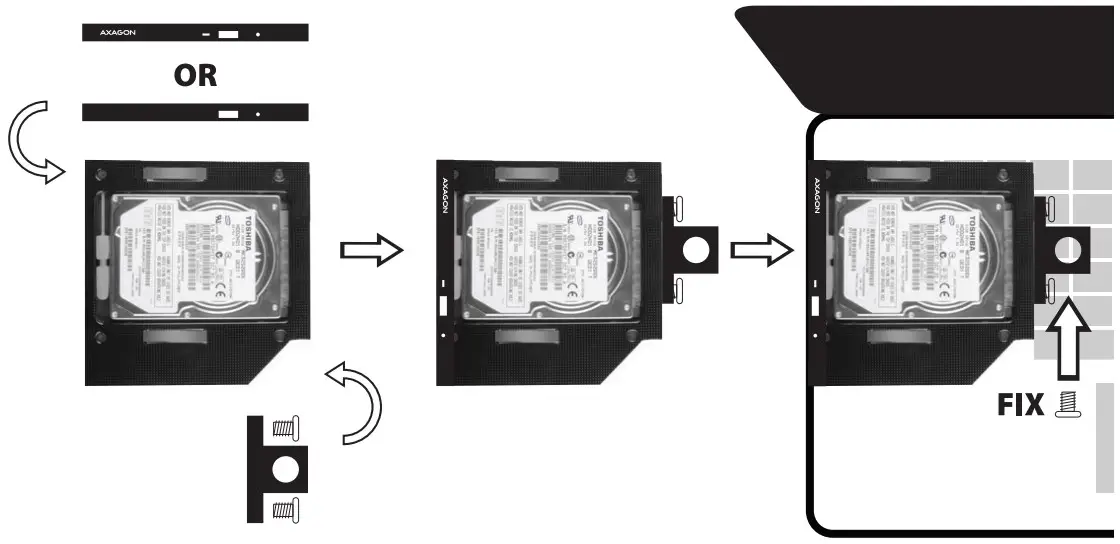 Inserting Axagon ODD caddy