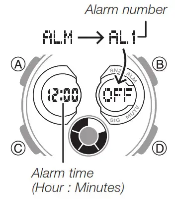 CASIO watch 5607 - Using the Alarm