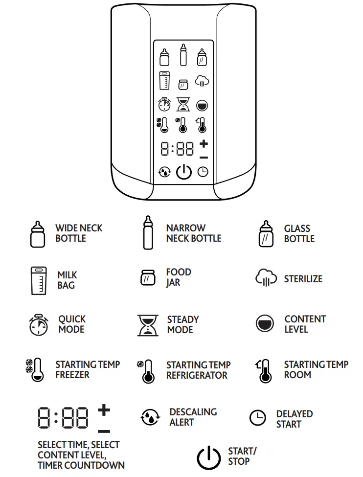 Chicco Digital Bottle Warmer and Sterilizer - PANEL
