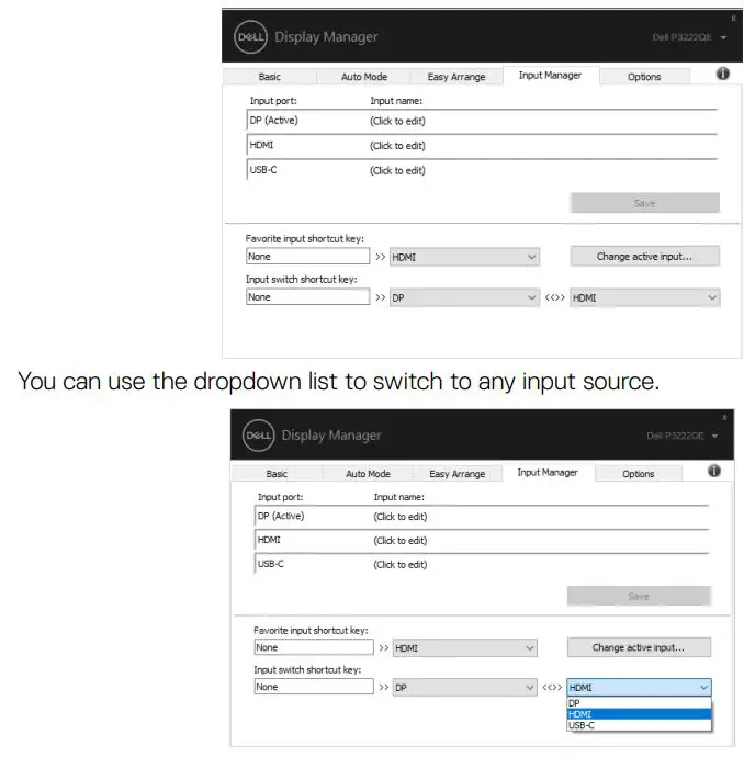 DELL P3222QE 32 Inch 4K USB-C Hub Monitor User Guide - Managing Multiple Video Inputs