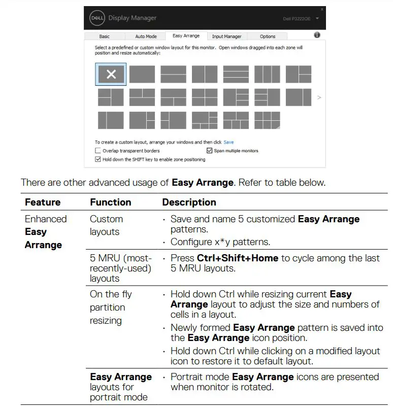 DELL P3222QE 32 Inch 4K USB-C Hub Monitor User Guide - Span multiple monitors