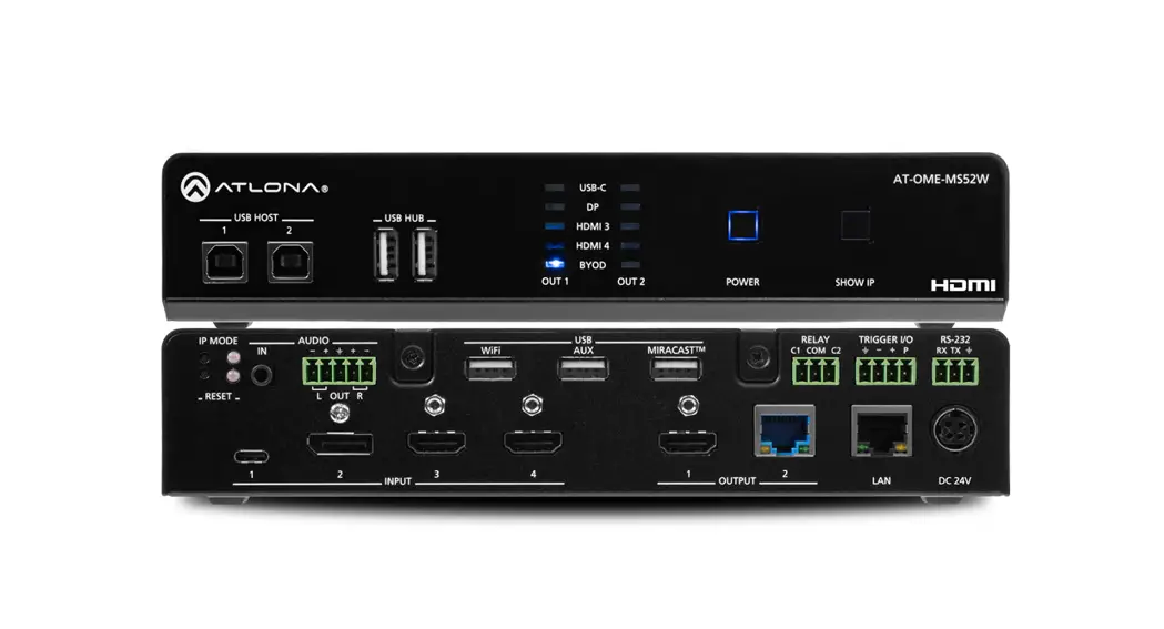 Atlona At-ome-ms52w Matrix Switcher With Usb And Wireless Link Installation Guide