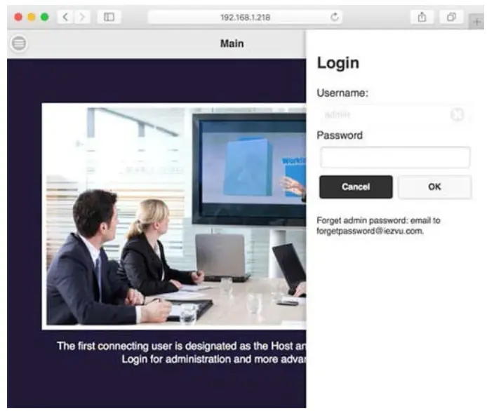 PX WTR 6000 HD Wireless Presentation System - log in
