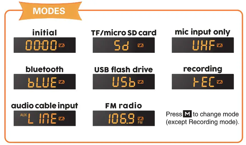 WinBridge H5 Portable PA System - modes