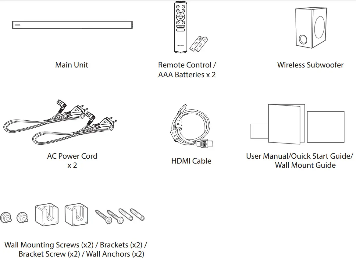 Hisense HS218 2 1 Channel Soudbar with Wireless Subwoofer - Box