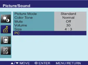 OSD Picture Sound Menu Description 2
