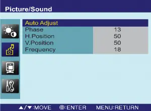 OSD Picture Sound Menu Description 3