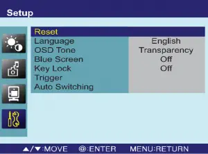 OSD Setup Menu Description 5