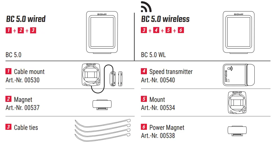 SIGMA SIG560023 BC 5.0 WR Cycling Computer Wired - CONTENTS
