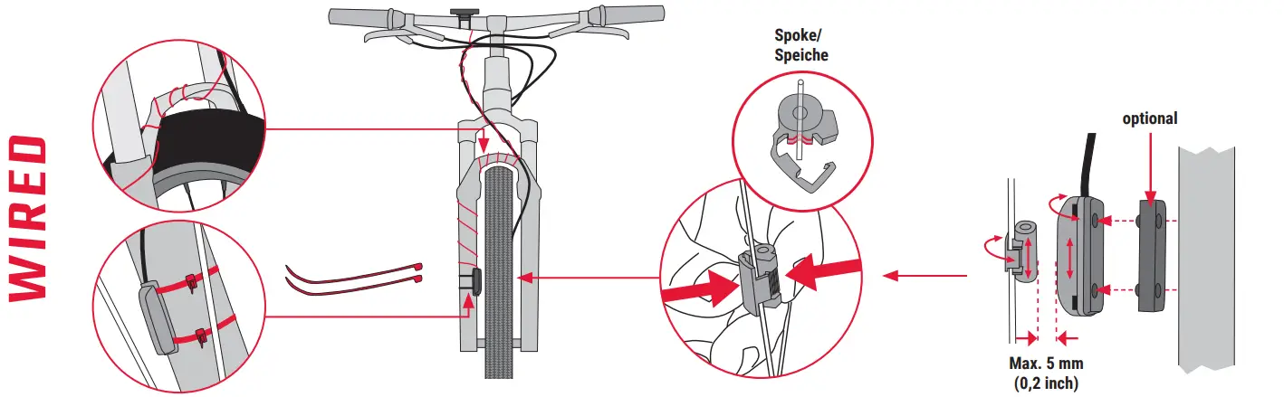 SIGMA SIG560023 BC 5.0 WR Cycling Computer Wired - INSTALLATION WIRED SPEED SENSOR