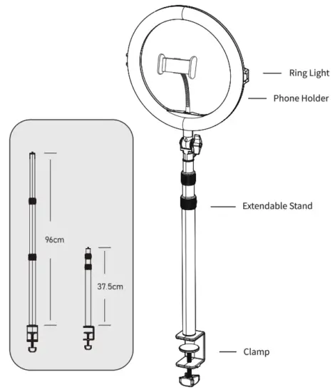 VIJIM K10 Desk Clip-On Ring Light - clamp