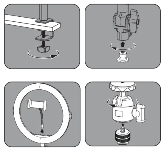 VIJIM K10 Desk Clip-On Ring Light - instruction