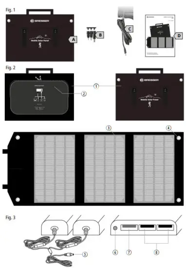 BRESSER 3810060 Mobile Solar Charger 90 Watt with USB and DC output - figure