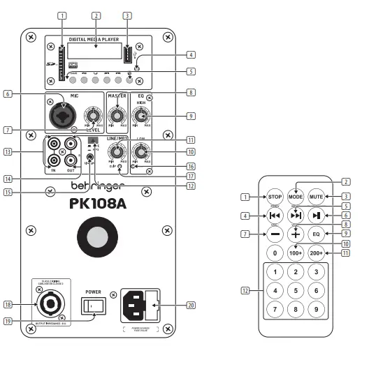 behringer- PK108A -Active -240 -Watt- 8 -Inch -PA -Speaker -System -with -Built-in- Media -Player -1