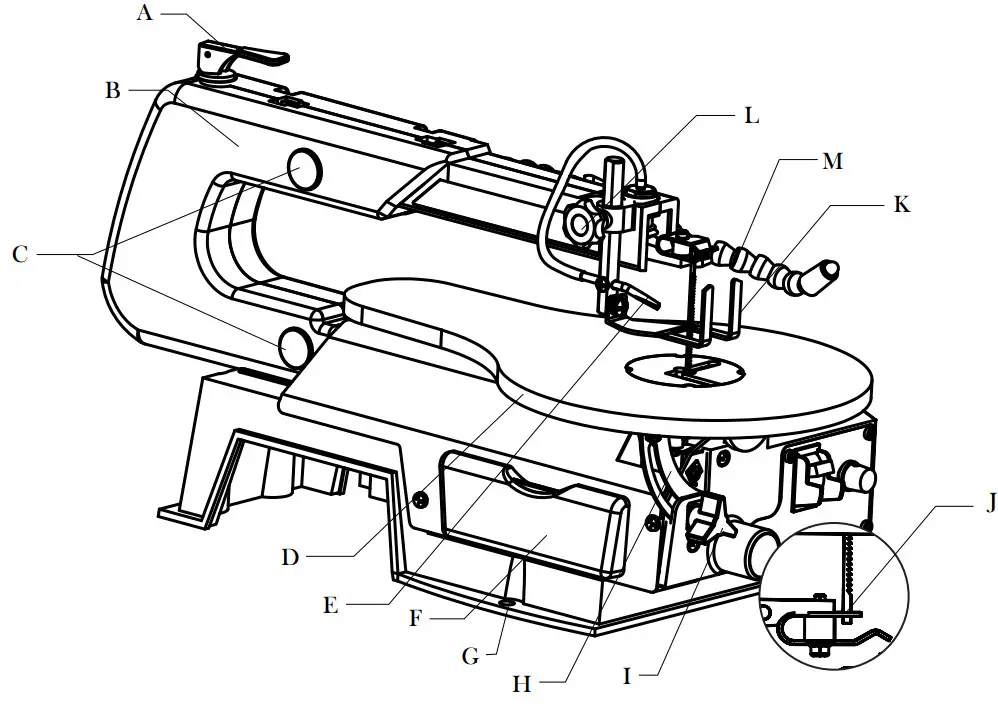 WEN 3921 16-Inch Variable Speed Scroll Saw - Diagram 3