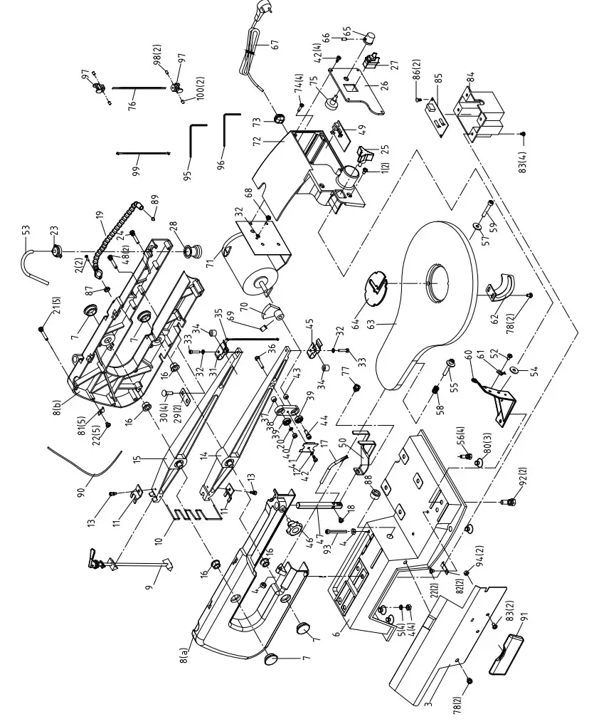 WEN 3921 16-Inch Variable Speed Scroll Saw - Diagram