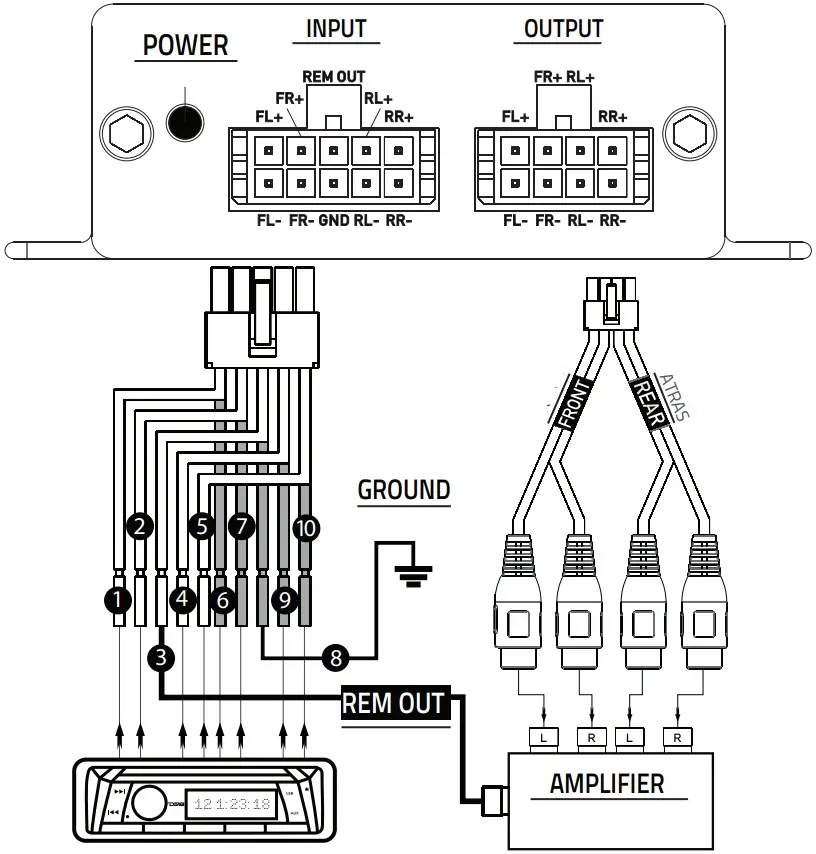 DS18 4 Channels Smart Line Output Conversion with Speaker Emulator B