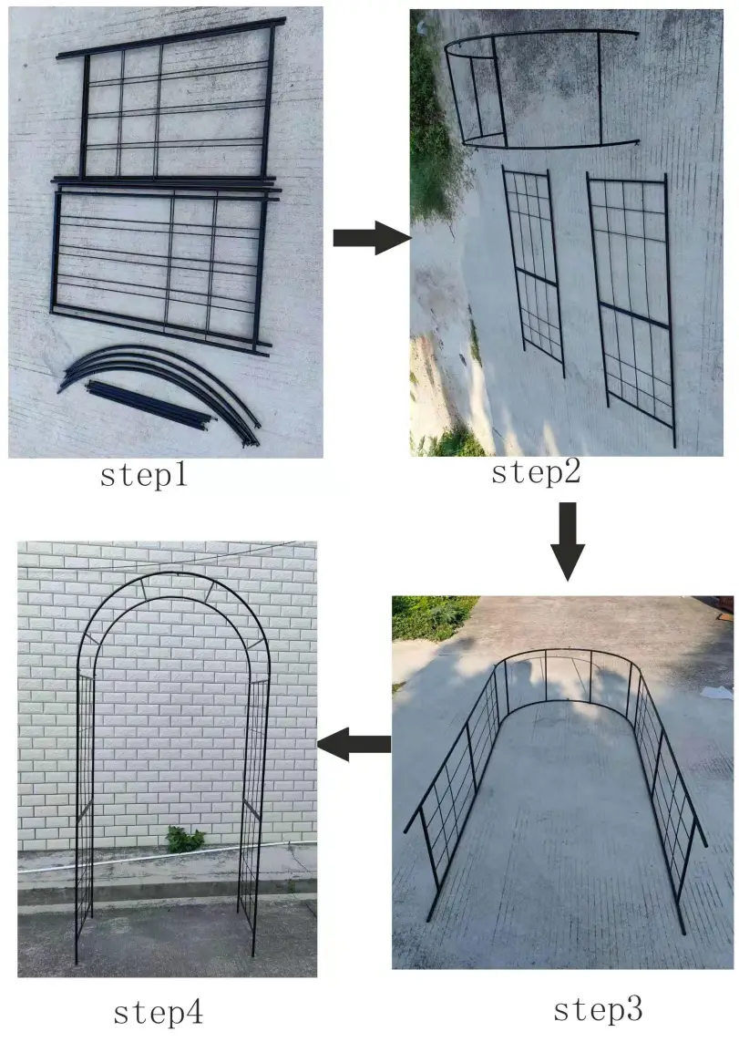 YIYIBYUS OT-ZJGJ-5061 Curved Metal Trellis Plants Stand Outdoor Garden Arbor