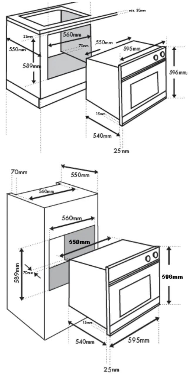 mistral MO608B 60cm Built in Electric Oven - shown in figure
