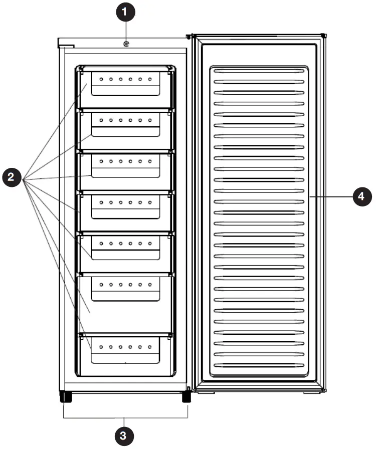 AKAI AK 242 UF 242L Upright Freezer Scope of delivery