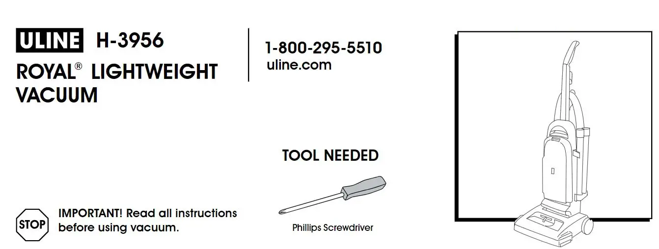 ULINE H-3956 Royal Lightweight Vacuum User Guide