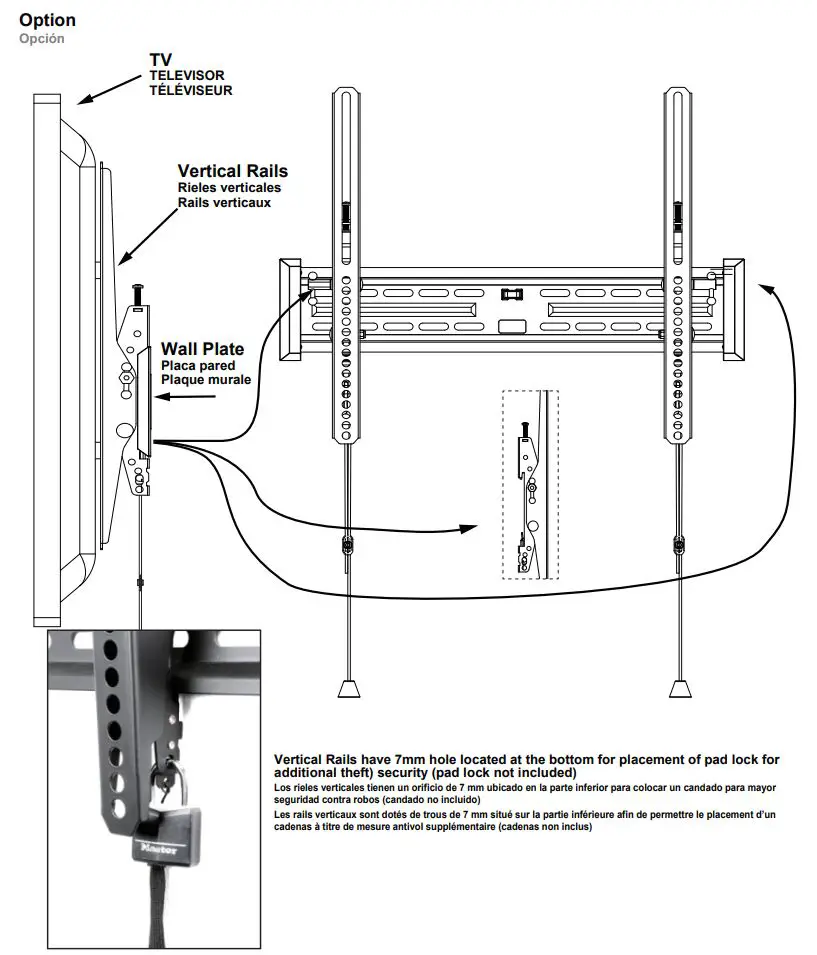 AVARRO NX-TM2460 Tilt Medium TV Mount User Manual - ADDITIONAL SECURITY FEATURE
