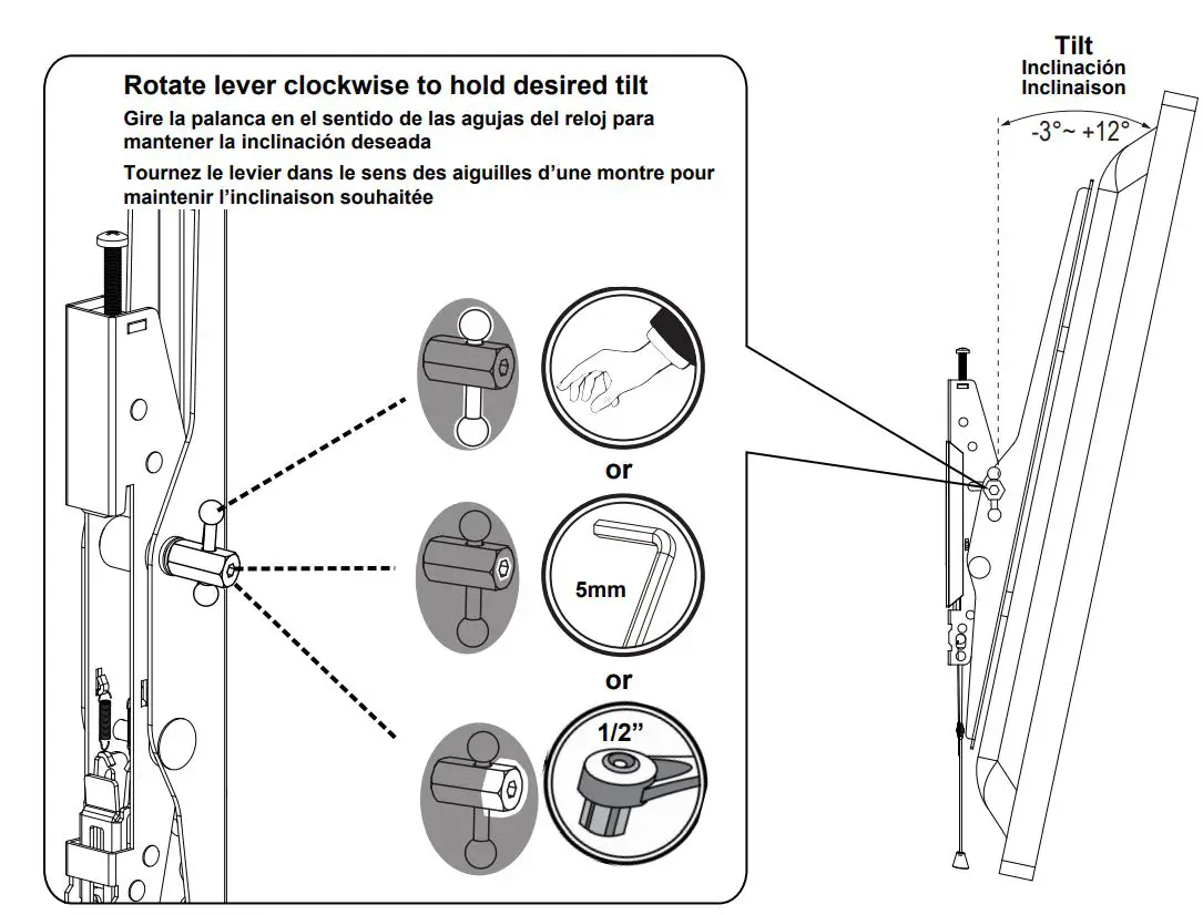 AVARRO NX-TM2460 Tilt Medium TV Mount User Manual - ATTACH PANELTO WALL PLATE & ADJUST TILT ANGLE