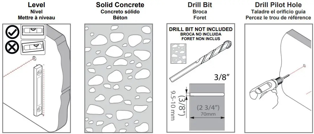 AVARRO NX-TM2460 Tilt Medium TV Mount User Manual - SOLID CONCRETE INSTALLATION
