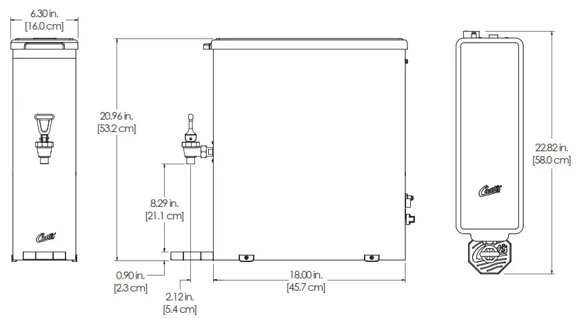 Curtis TCC1N Narrow Liquid Concentrate Iced Tea Dispensers - DRAWINGS 1