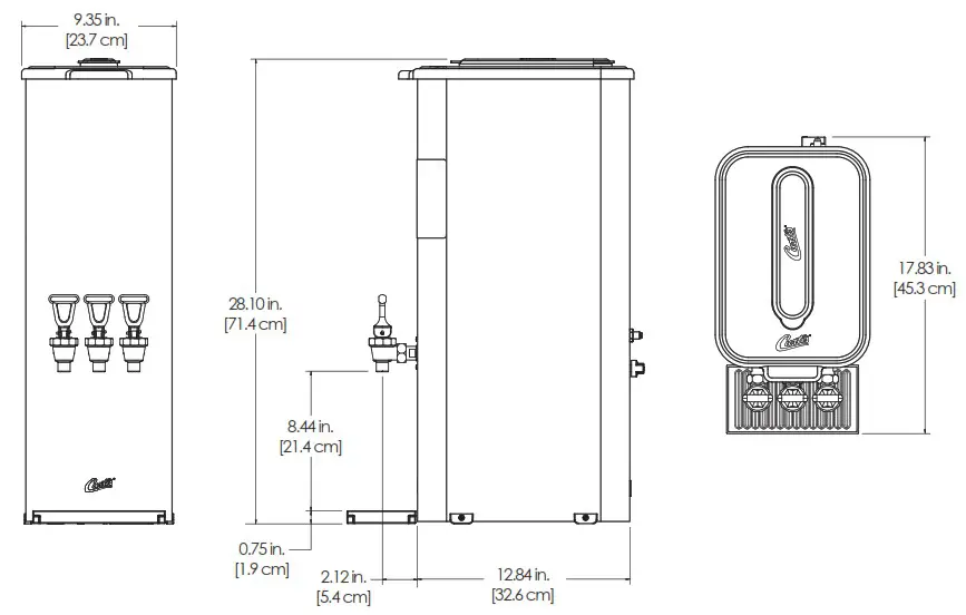 Curtis TCC1N Narrow Liquid Concentrate Iced Tea Dispensers - DRAWINGS 3