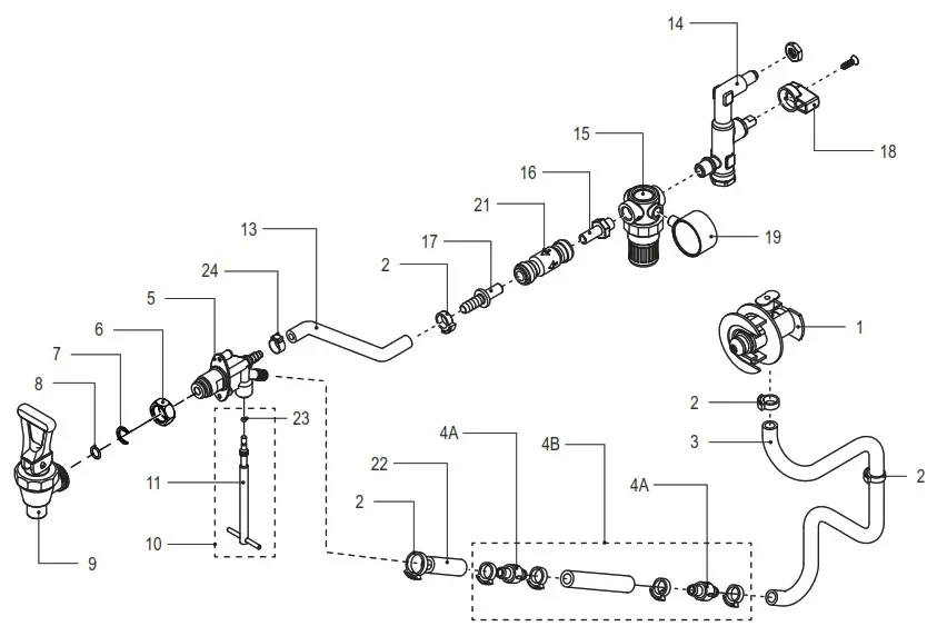 Curtis TCC1N Narrow Liquid Concentrate Iced Tea Dispensers - parts