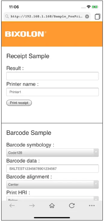 BIXOLON Web Print SDK iOS Software 01