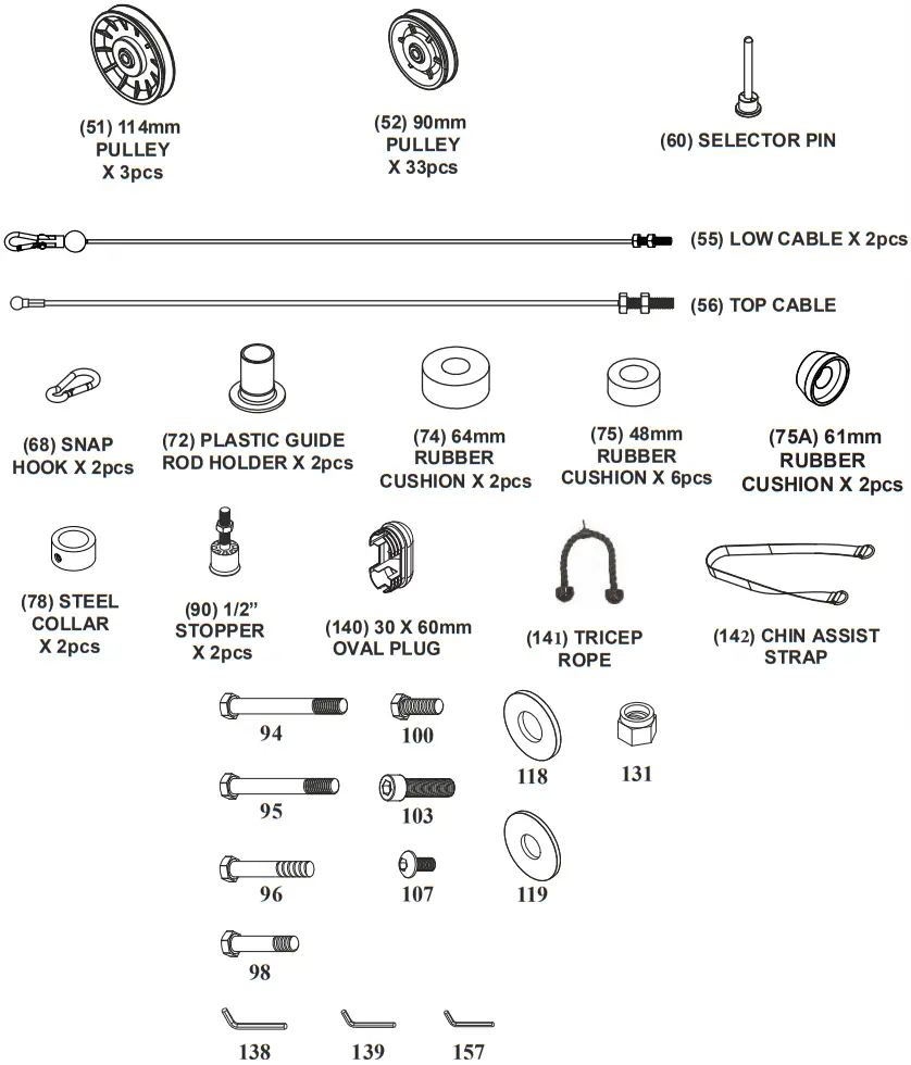 BODYCRAFT XFT Strength Training System - XFT PARTS LIST 3