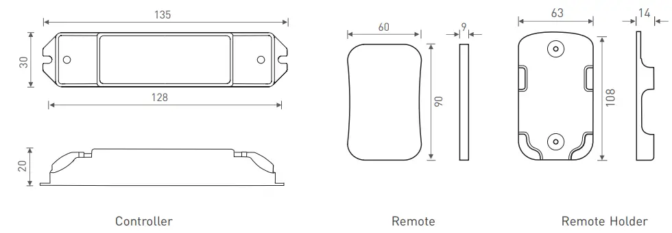 LTECH LED Fantastic Controller SPI-16S- dimension
