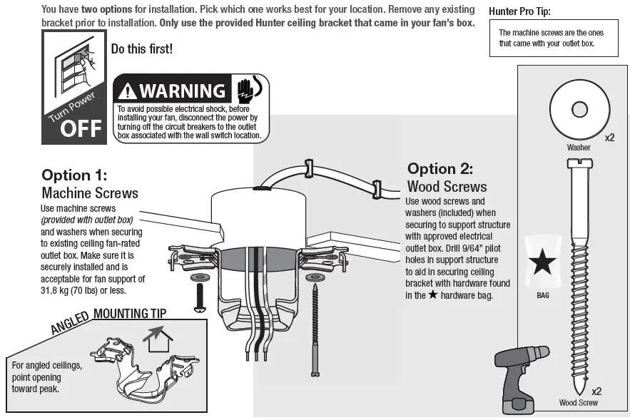 Installing the Ceiling Bracket