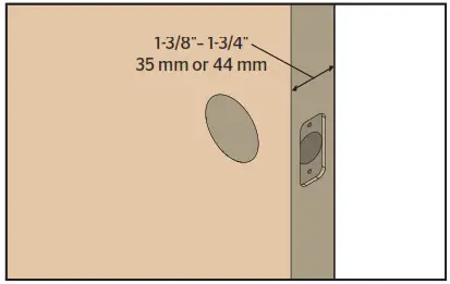 Prepare the door and check dimensions D