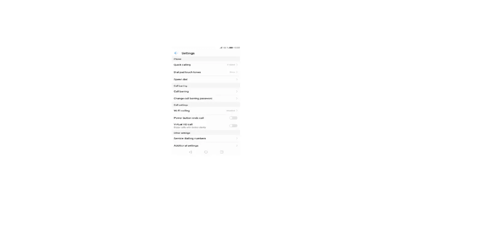Call Settings - Huawei Mate 10