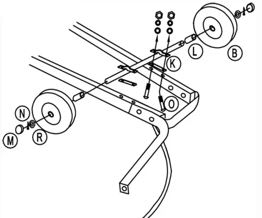 Ground Work Pro Series 8 Cubic Feet Wheelbarrow - Wheel assembly- Repeat for second leg