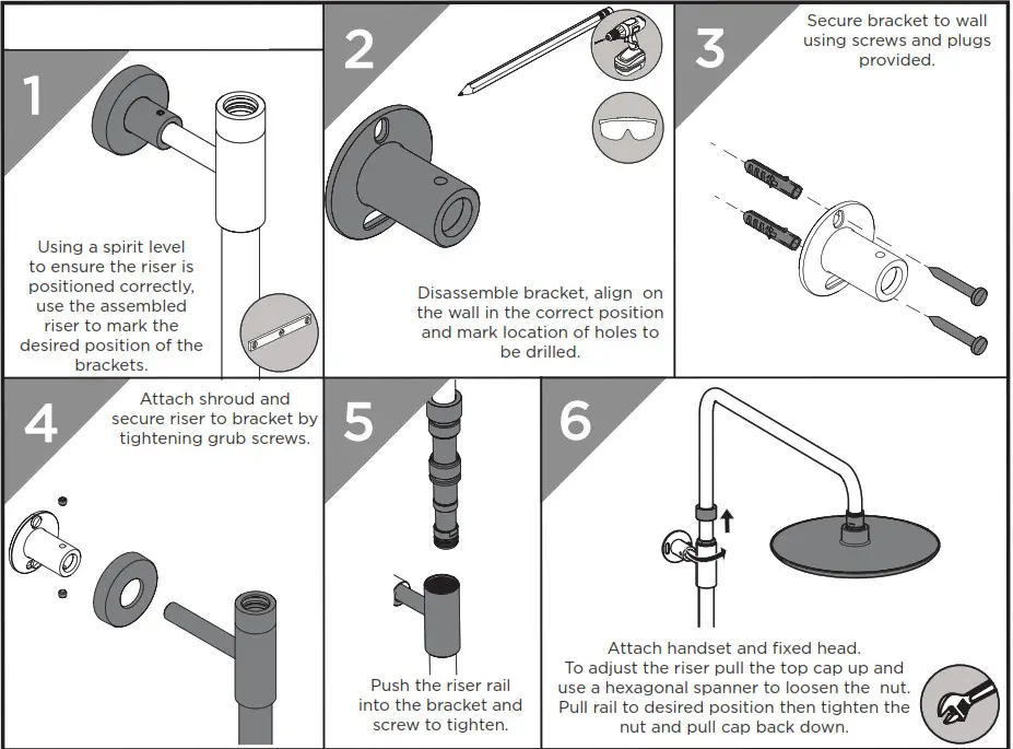BRISTAN CR SHXDIVFF C Carre Exposed Fixed Head Bar Shower- Riser Installation