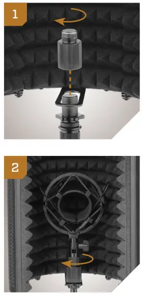 auray RF DT 8 Foldable Desktop Isolation Filter- Attaching a Microphone