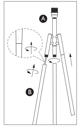 JOHN LEWIS 12020111 Tripod Floor Lamp - Product assembly 1