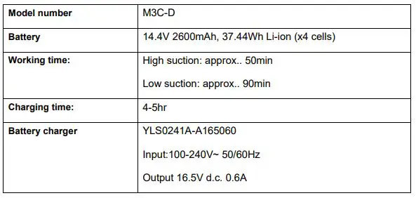 anko Robotic Vacuum Cleaner - SPECIFICATION