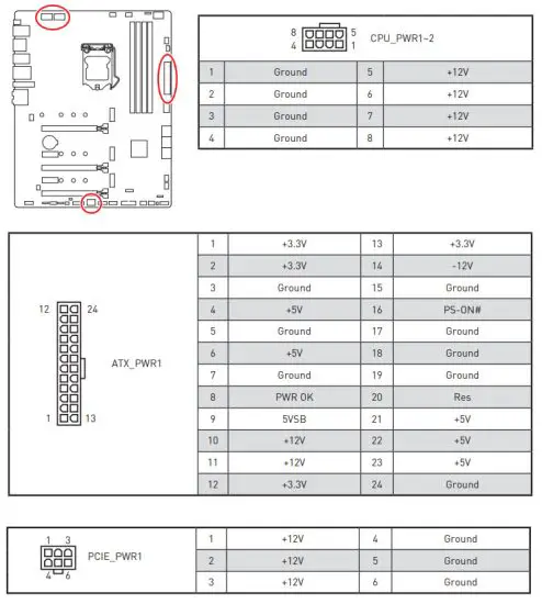 msi MPG Z590 Gaming Force Motherboard - Power Connector 1