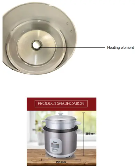 PowerPac PPRC62 Rice Cooker - Heating element