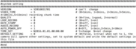 FIRE CAM BJ800 Mini 1080 Helmet Camera - SETTING File
