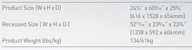 FURRION 10 Cu Ft 12V Built-in Refrigerator - Dimensions