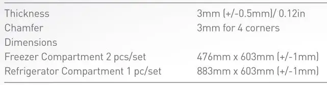 FURRION 10 Cu Ft 12V Built-in Refrigerator - Door Panel Dimensions
