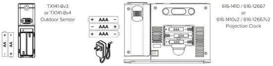 LA CROSSE TECHNOLOGY 616-1410 Atomic Projection Clock with Indoor Outdoor Temperature - fig1