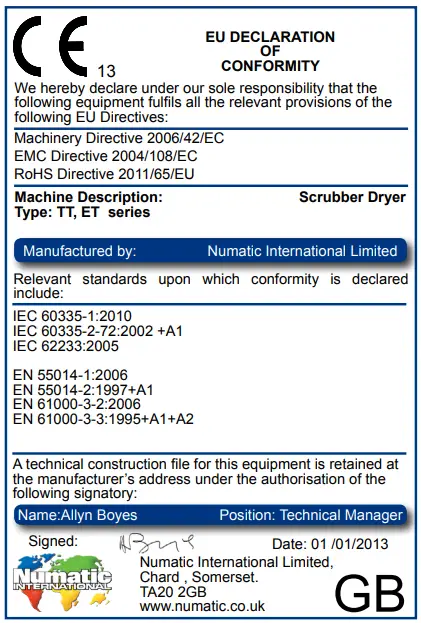 Numatic TT 4045 Twintec Mains Floor Cleaner Scrubber Drier - Dryer-fig38