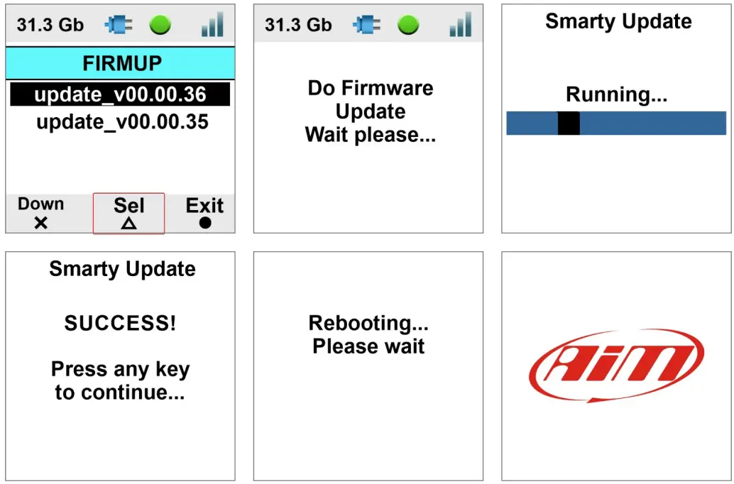 AIM 3 Sport The SmartyCam - Firmup